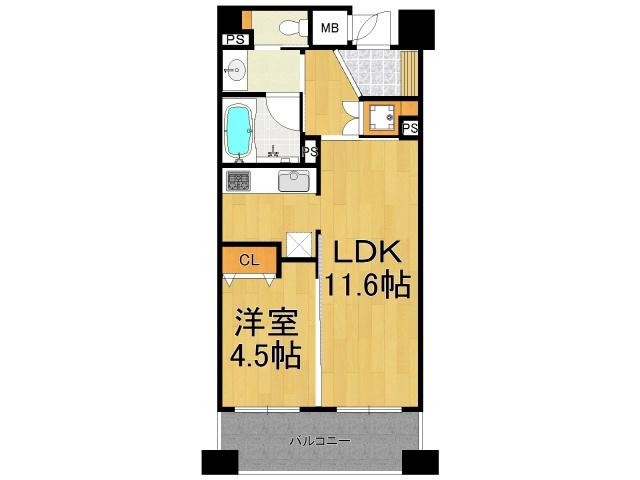 セイル西宮北口(1LDK/2階)の間取り写真