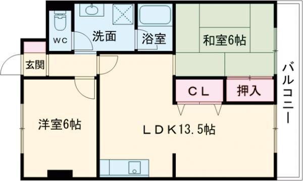 パンドール加古川(2LDK/4階)の間取り写真