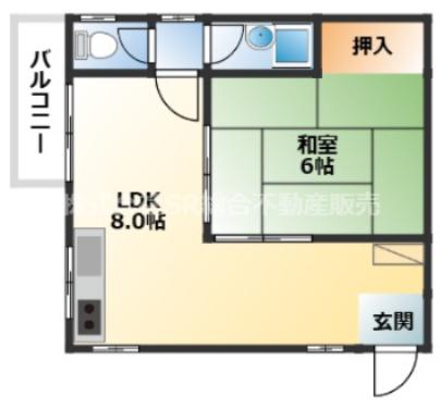ハイデンス花園(1LDK/1階)の間取り写真