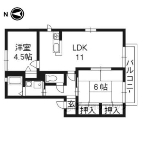 クラスター山田Ⅱ(2LDK/2階)の間取り写真
