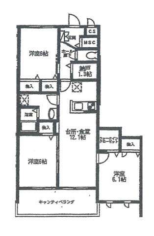 グランメール(3SLDK/2階)の間取り写真