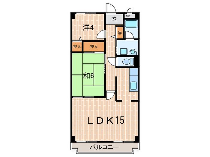 ロイヤルヒル2番館(2LDK/5階)の間取り写真