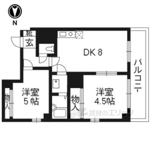 アビィロードハウス(2DK/7階)の間取り写真