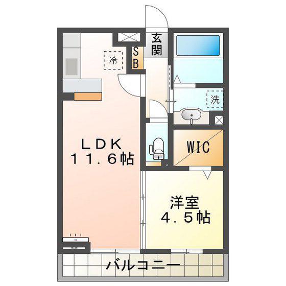 アンフィニときわ(1LDK/1階)の間取り写真