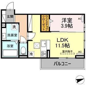 D-SQUARE平川本町(1LDK/1階)の間取り写真