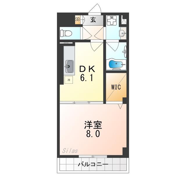 エバーヒルズN棟(1DK/2階)の間取り写真