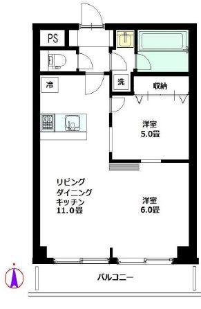 ハイホーム本陣(2LDK/6階)の間取り写真