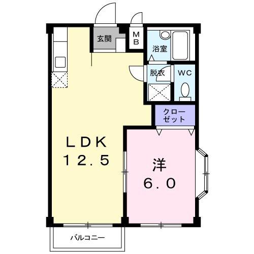 エルディム有楽(1LDK/2階)の間取り写真