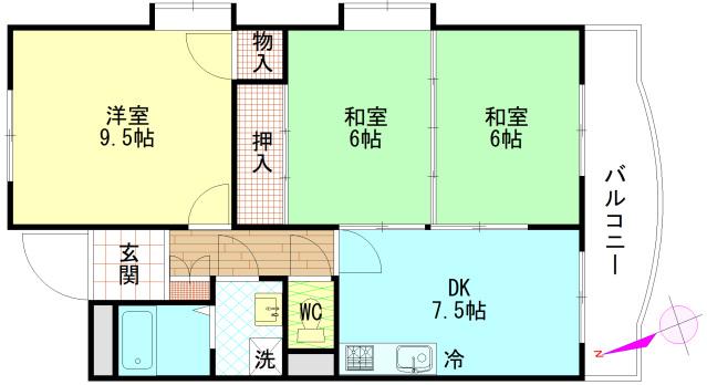 サンコーポ海田NO.2(3DK/3階)の間取り写真