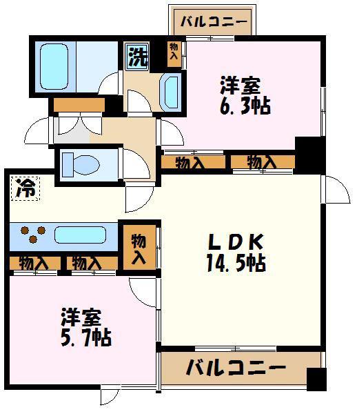 CORNICE(2LDK/6階)の間取り写真