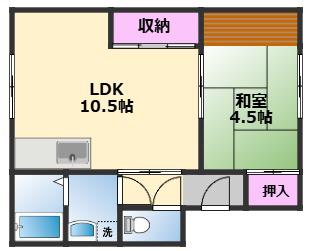 コスモスハイツ(1LDK/2階)の間取り写真
