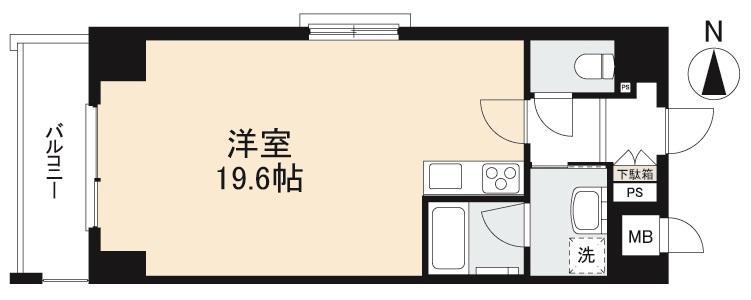 PASAR古新町(ワンルーム/2階)の間取り写真