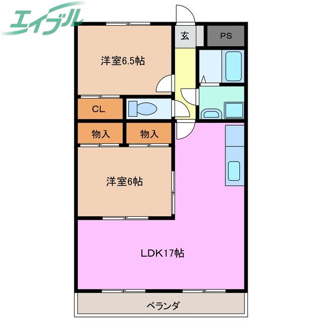 グレースマンション藤(2LDK/7階)の間取り写真