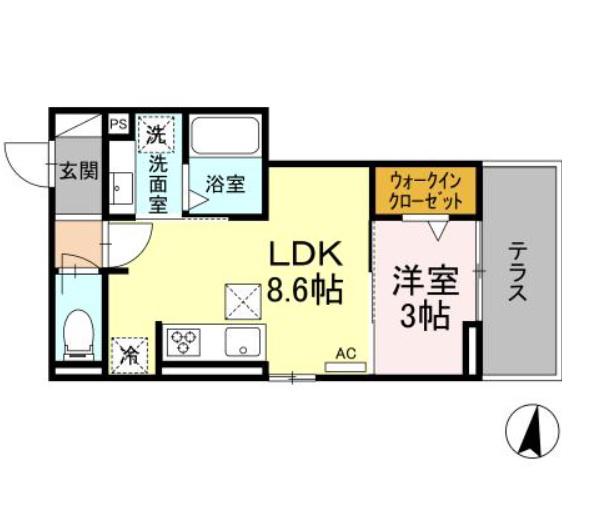 ベンティ 明治(1LDK/1階)の間取り写真
