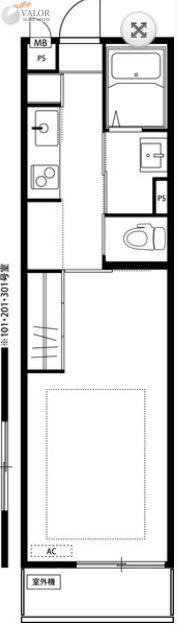 リブリ武蔵中原(1K/2階)の間取り写真