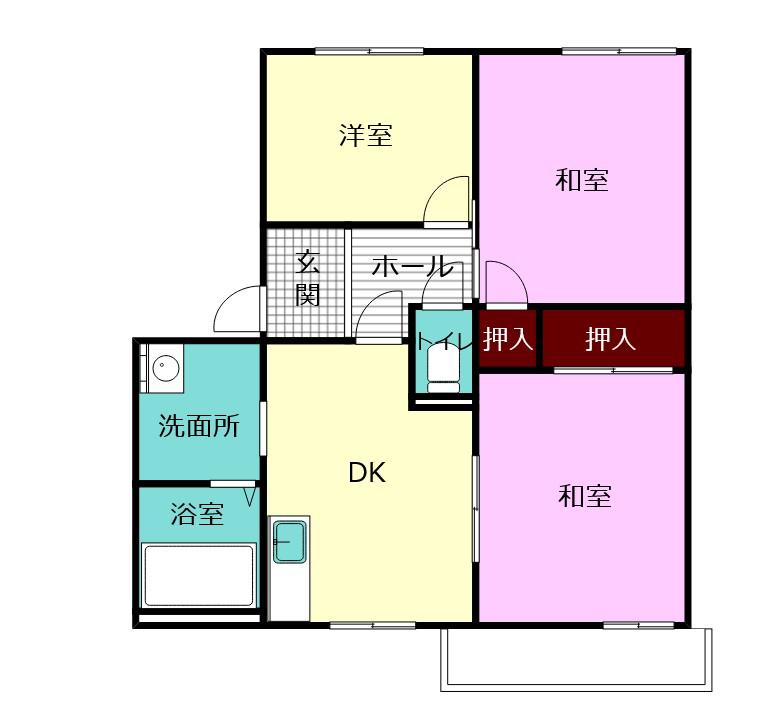 ラポールA・B(3K/1階)の間取り写真