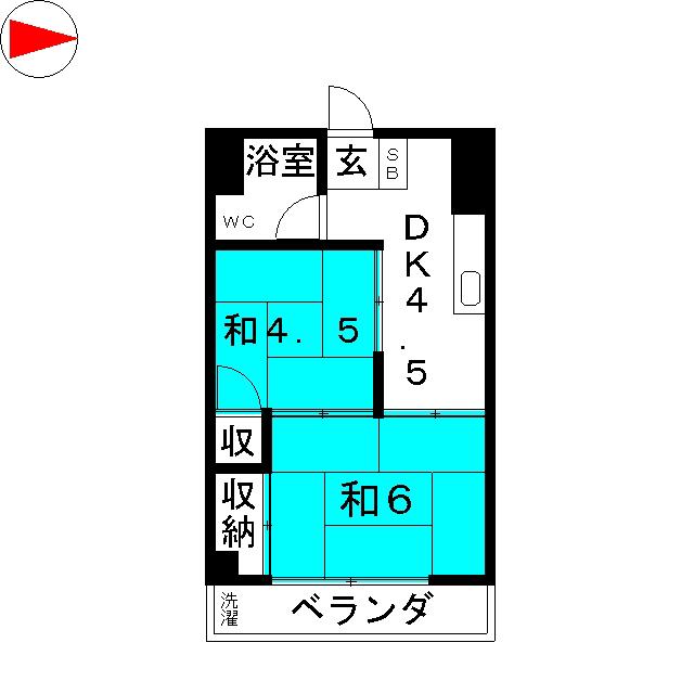 フタバマンション(2DK/5階)の間取り写真