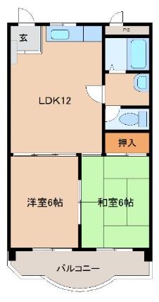 ロワールTAKARA(2LDK/3階)の間取り写真