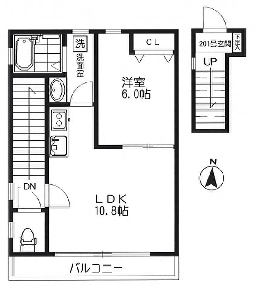 レコルト本郷(1LDK/2階)の間取り写真