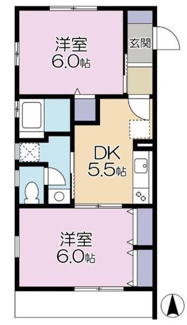 アルメリア中野(2DK/1階)の間取り写真