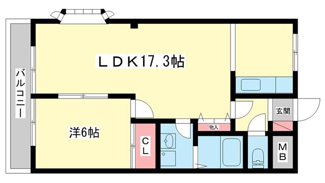 グリーンヒル(1LDK/2階)の間取り写真