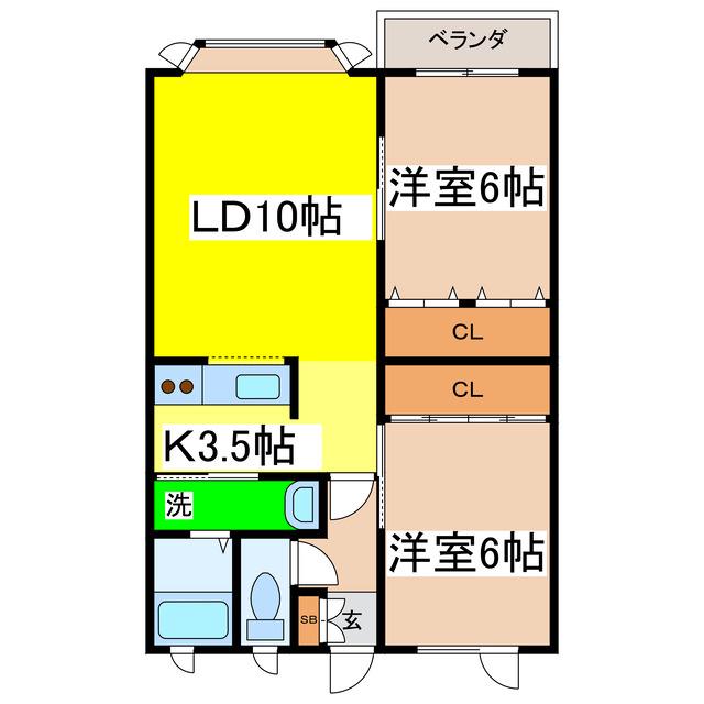 クリアS(2LDK/1階)の間取り写真