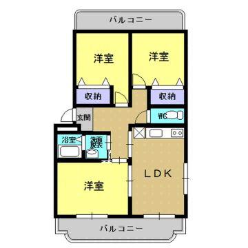 リバーサイドレジデンスB(3LDK/3階)の間取り写真