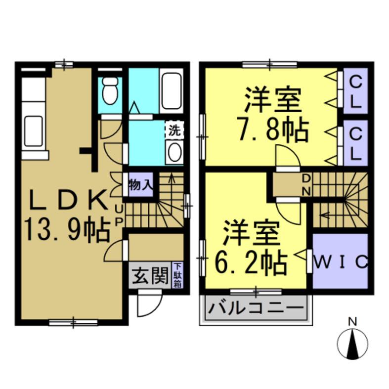 めるべいゆ(2LDK/1階)の間取り写真