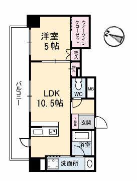 リラクオーレアクラス(1LDK/5階)の間取り写真