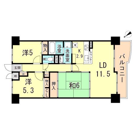 エクセランス大久保II番館(3LDK/2階)の間取り写真