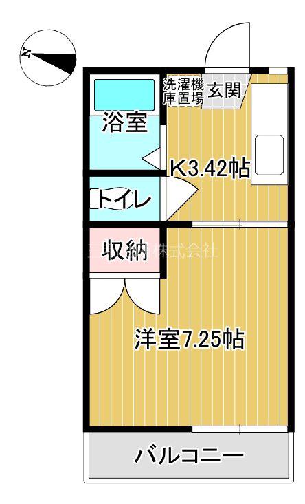 ＪＲ山陽本線 幡生駅 徒歩27分 2階建 築39年(1K/1階)の間取り写真