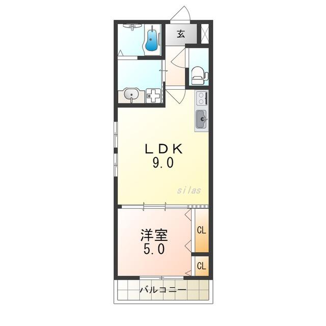 フジパレス寺田町II番館(1LDK/2階)の間取り写真