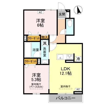 ON POINT(2LDK/1階)の間取り写真