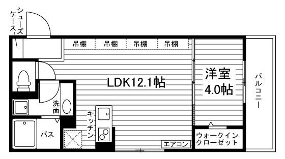グラース(1LDK/3階)の間取り写真
