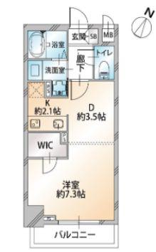 オーキッドレジデンス千代田岩本町(1DK/5階)の間取り写真