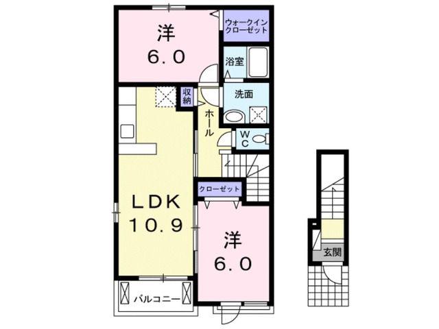 グロリア(2LDK/2階)の間取り写真