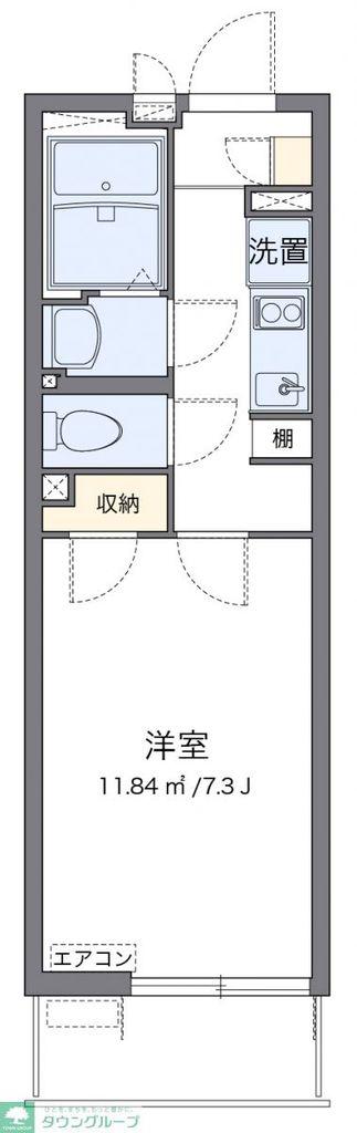 クレイノ城山III(1K/2階)の間取り写真