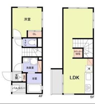 ASTILE高田馬場(1LDK/4階)の間取り写真