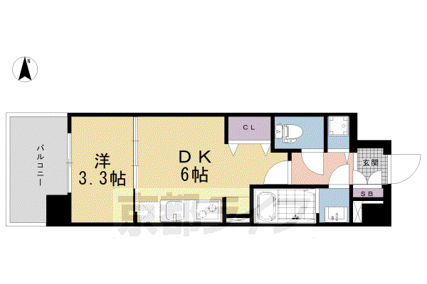 THE GARNET MILLENNIUM KYOTO九条烏丸(1DK/2階)の間取り写真