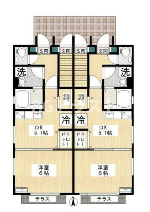 K・URBAN東大宮(1DK/1階)の間取り写真