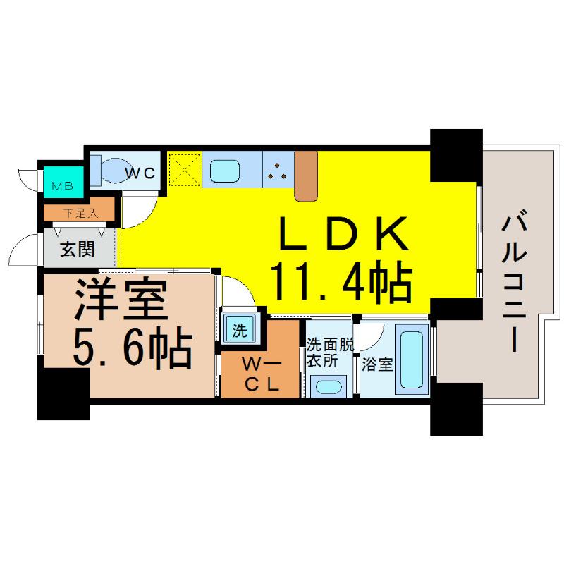 IZ RESIDENCE(1LDK/4階)の間取り写真
