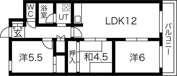 朝日プラザ一条橋(3LDK/14階)の間取り写真