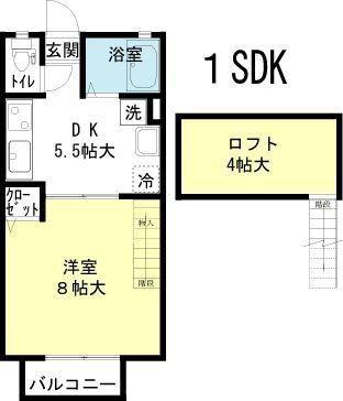 プレステージ博多(1SDK/2階)の間取り写真