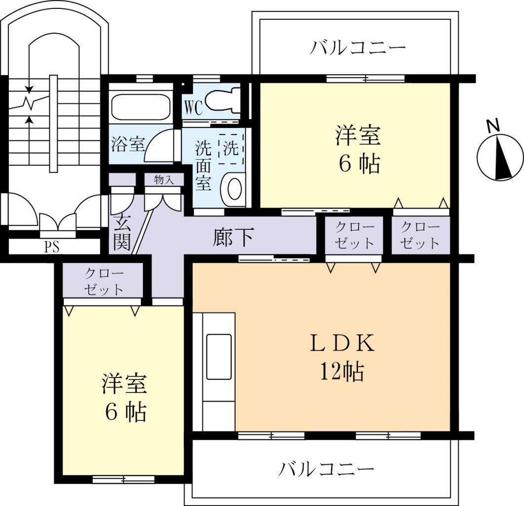 コーポスワI(2LDK/1階)の間取り写真