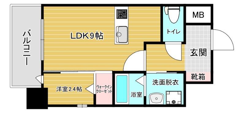 ルブラン箱崎(1LDK/2階)の間取り写真