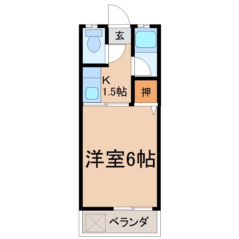 MSコート(1K/2階)の間取り写真