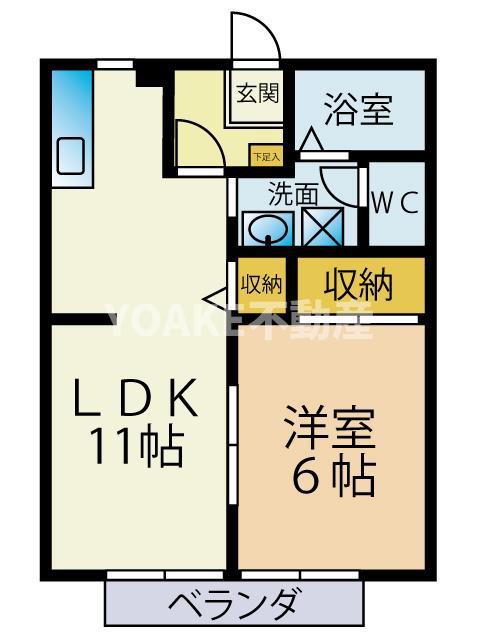 セブンつきみ野(1LDK/2階)の間取り写真