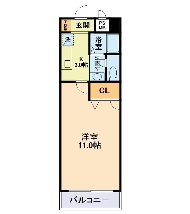 PA水前寺(1K/4階)の間取り写真
