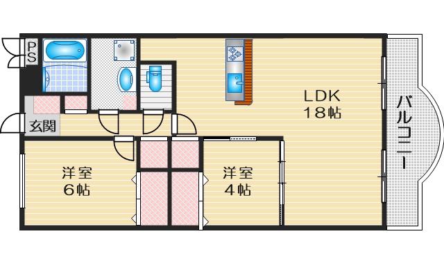 FLORAL IZUMI(2LDK/3階)の間取り写真