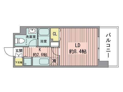 レジディア北3条(1K/4階)の間取り写真